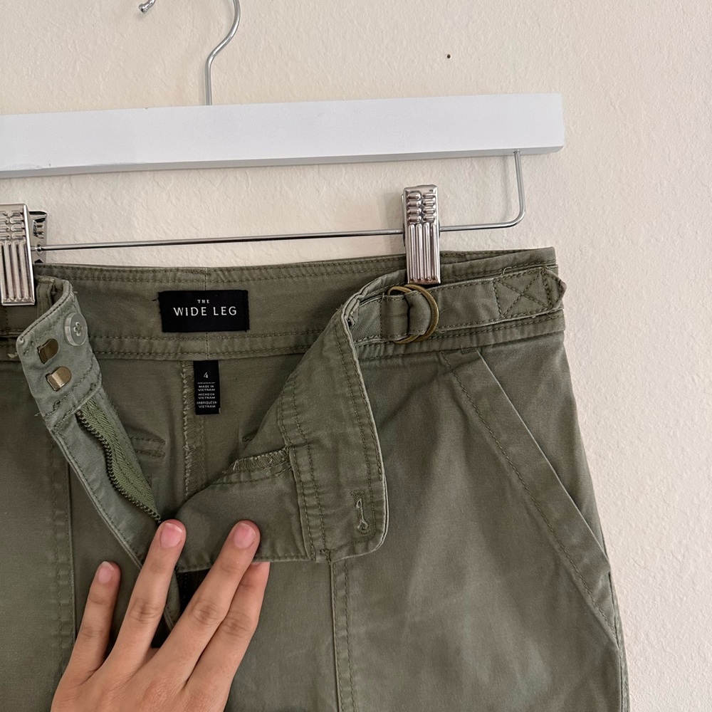 wide leg cropped army green pants